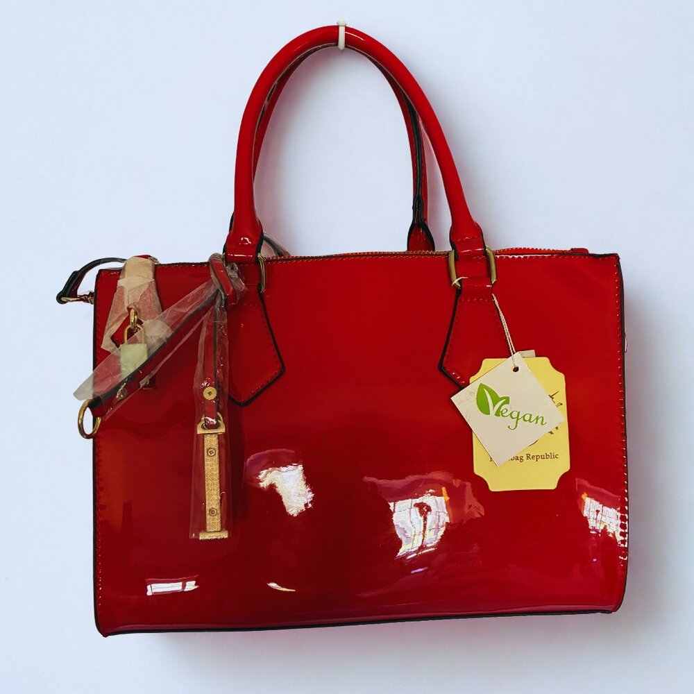 Handbag Republic Cherry Red Vegan Patent Leather Bag